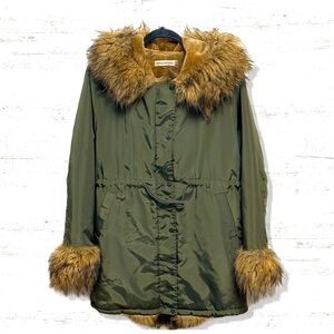 Roiiiii Women’s Green Faux Fur Winter Ski Snowboard Jacket Size Medium